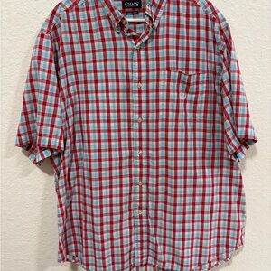 Chaps Men's Red and Blue Checkered Shirt